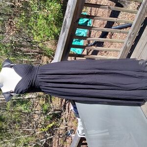 Chic Black Formal Dress, Sheer Overlay, Open Lace Up Back, sz 10